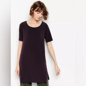 Lindex Short Sleeve Tunic Top With Lustre Dark Dusty Lilac Size Medium